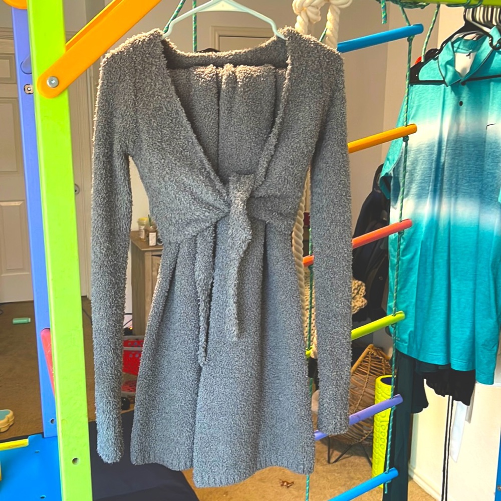 Skims cozy knit wrap set gray